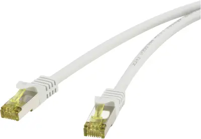 Renkforce RF-4149870 RJ45 omrežni kabel\, Patch kabel CAT 6a (neobdelani kabel CAT7) S/FTP 5.00 m siva z zaščitnim zapornim zatičem\, ognjevaren 1 kos