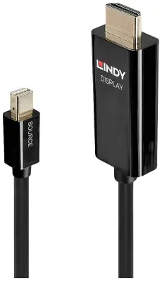 LINDY  priključni kabel mini DisplayPort  vtič\, HDMI-A  vtič 0.50 m črna 40910  DisplayPort kabel