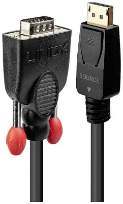 LINDY  priključni kabel VGA 9-polni vtič\, DisplayPort  vtič 0.50 m črna 41940  VGA kabel
