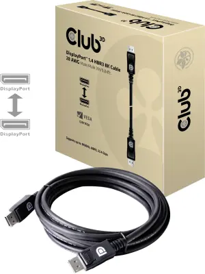 club3D DisplayPort priključni kabel DisplayPort  vtič\, DisplayPort  vtič 3.00 m srebrna CAC-1060 #####8K UHD DisplayPort kabel