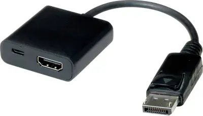 Value HDMI adapterski kabel HDMI-A  vtičnica\, DisplayPort  vtič 0.15 m črna 12.99.3145  HDMI kabel