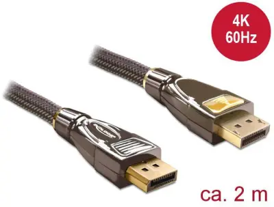 Delock DisplayPort priključni kabel DisplayPort  vtič\, DisplayPort  vtič 2.00 m antracitna 82771  DisplayPort kabel