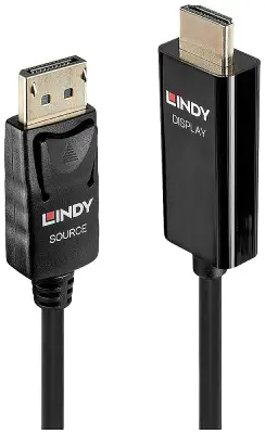 LINDY  priključni kabel HDMI-A  vtič\, DisplayPort  vtič 0.50 m črna 40914  HDMI kabel