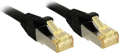 LINDY 47310 RJ45 omrežni kabel\, Patch kabel CAT 6a (neobdelani kabel CAT7) S/FTP 3.00 m črna z zaščitnim zapornim zatičem 1 kos
