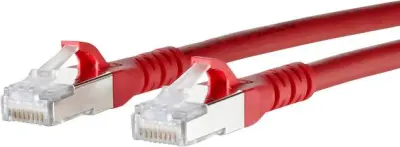 Metz Connect 130845A066-E RJ45 omrežni kabel\, Patch kabel CAT 6a S/FTP 10.00 m rdeča z zaščitnim zapornim zatičem 1 kos