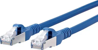 Metz Connect 130845A044-E RJ45 omrežni kabel\, Patch kabel CAT 6a S/FTP 10.00 m modra z zaščitnim zapornim zatičem 1 kos