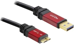 Delock USB 3.0 priključni kabel [1x USB 3.2 gen. 1 vtič A (USB 3.0) - 1x USB 3.2 gen. 1 vtič mikro B (USB 3.0)] 5.00 m rdeča\, črna pozlačeni konektorji\, UL-certificirano Delock USB kabel U