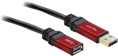 Delock USB 3.0 podaljšek [1x USB 3.2 gen. 1 vtič A (USB 3.0) - 1x USB 3.2 gen. 1 vtičnica A (USB 3.0)] 5.00 m rdeča\, črna pozlačeni konektorji\, UL-certificirano Delock USB kabel USB 3.2 ge