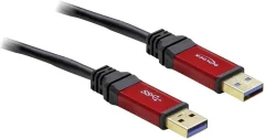 Delock USB 3.0 priključni kabel [1x USB 3.2 gen. 1 vtič A (USB 3.0) - 1x USB 3.2 gen. 1 vtič A (USB 3.0)] 2.00 m rdeča\, črna pozlačeni konektorji\, UL-certificirano Delock USB kabel USB 3.2
