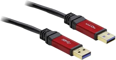 Delock USB 3.0 kabel [1x USB 3.2 gen. 1 vtič A (USB 3.0) - 1x USB 3.2 gen. 1 vtič A (USB 3.0)] 2 m rdeča, črna pozlačeni konektorji, UL-certificirano