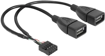 Delock USB kabel USB 2.0 spojni konektor 8-polni \, USB-A vtičnica 0.20 m črna UL-certificirano 83292