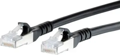 Metz Connect 1308450500-E RJ45 omrežni kabel\, Patch kabel CAT 6a S/FTP 0.50 m črna z zaščitnim zapornim zatičem 1 kos