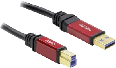 Delock USB 3.0 kabel [1x USB 3.2 gen. 1 vtič A (USB 3.0) - 1x USB 3.2 gen. 1 vtič B (USB 3.0)] 5 m rdeča, črna pozlačeni konektorji, UL-certificirano