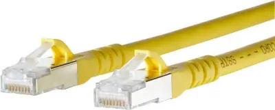 Metz Connect 1308451577-E RJ45 omrežni kabel\, Patch kabel CAT 6a S/FTP 1.50 m rumena z zaščitnim zapornim zatičem 1 kos