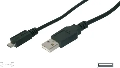 Digitus USB kabel USB 2.0 USB-A vtič\, USB-mikro-B vtič 1.80 m črna  AK-300127-018-S