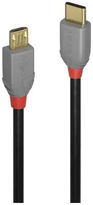 LINDY USB kabel USB 2.0 USB-C® vtič\, USB-mikro-B vtič 1.00 m črna\, siva  36891