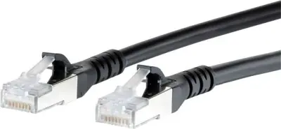 Metz Connect 1308457000-E RJ45 omrežni kabel\, Patch kabel CAT 6a S/FTP 7.00 m črna z zaščitnim zapornim zatičem 1 kos