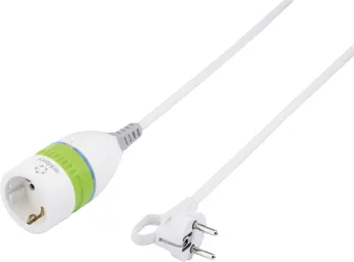 Električni podaljševalni kabel\, vtikač z zaščitnim stikalom\, bela\, zelena 5.00 m Renkforce