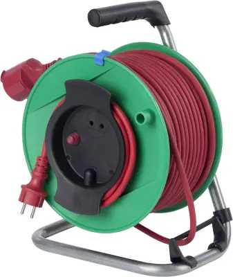 Kabelski boben 25 m rdeč varnostni kontakt-gumijast vtič AS Schwabe 12233