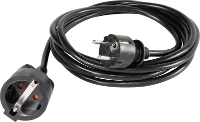 Električni podaljševalni kabel 16 A črne barve 3 m Basetech