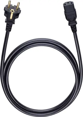 Električni priključni kabel [1x vtič z zaščitenimi kontakti - 1x vtičnica za hladne naprave C13] 1.50 m črne barve Oehlbach Powercord C 13