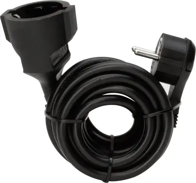 Električni podaljševalni kabel (ravna vtičnica - varnostna sklopka)- črn 2 m Kopp 143505080
