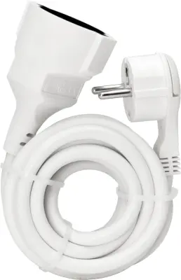 Električni podaljševalni kabel (ravna vtičnica - varnostna sklopka)- bel 3 m Kopp 143602080