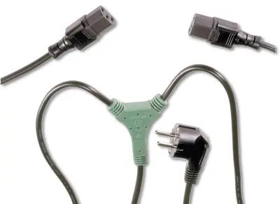 Digitus tok\, hladne naprave Y-kabel [1x kotni varnostni moški konektor - 2x ženski konektor IEC C13\, 10 A] 1.70 m črna