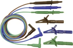 Komplet varnostnih merilnih kablov Cliff\, [vtikač 4 mm - testna konica]\, 1\,5 m\, modre\, zelene in rjave barve\, CIH29915
