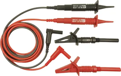 Komplet varnostnih merilnih kablov Cliff\, [vtikač 4 mm - testna konica]\, 1\,5 m\, rdeče in črne barve\, CIH3007