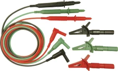 Komplet varnostnih merilnih kablov Cliff\, [vtikač 4 mm - testna konica]\, 1\,5 m\, zelene\, rdeče in črne barve\, CIH29916