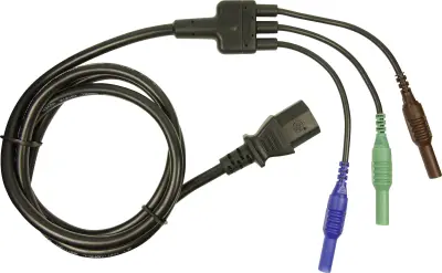 Varnostni merilni kabel Cliff\, [vtikač 4 mm - vtičnica za naprave C13]\, 1\,5 m\, modre\, zelene in rjave barve\, CIH29920