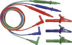 Komplet varnostnih merilnih kablov Cliff\, [vtikač 4 mm - testna konica]\, 1\,5 m\, modre\, zelene in rdeče barve\, CIH29917