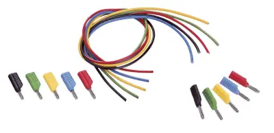 Merilni kabli-komplet [lamelni vtič 4mm - lamelni vtič 4 mm] 1 m črne barve, rdeče barve, modre barve, rumene barve, zelene barve VOLTCRAFT MS-4041