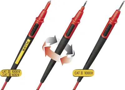 Varnostni-merilni kabelski komplet [ lamelni vtič 4 mm - testna konica] 1.50 m črne barve\, rdeče barve Fluke TL175
