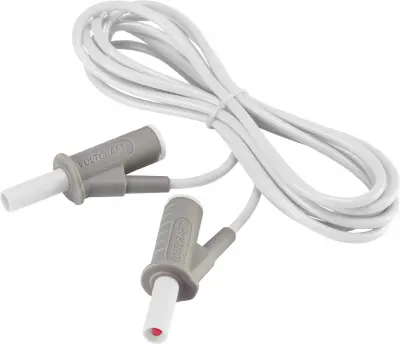 VOLTCRAFT MSB-501 varnostni merilni kabel lamelni vtič 4 mm lamelni vtič 4 mm 2.00 m bela 1 kos
