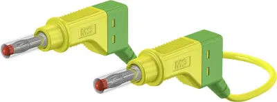 Varnostni merilni kabel (lamelni vtič 4 mm - lamelni vtič 4 mm) 1 m zeleno-rumene barve MultiContact XZG425/SIL