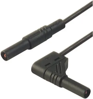 4 mm safety test lead\, silicone\, plugs straight/angled\, 100 cm