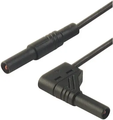 4 mm safety test lead\, plugs straight/angled\, 1 mm²\, 100 cm