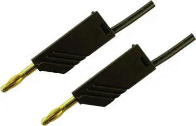4mm PVC-test lead\, on both sides stackable plugs - Au\, 2\,5mm²\, 200 cm Merilni kabel 2m črna\, SKS Hirschmann MLN 200/2\,5 934066700
