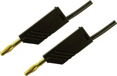 4mm PVC-test lead\, on both sides stackable plugs - Au\, 2\,5mm²\, 100 cm merilni kabel  1 m črna SKS Hirschmann MLN 100/2\,5 Au 934063700