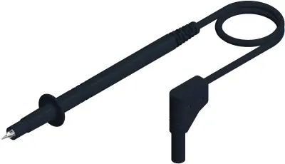 4 mm safety test lead\, silicone\, test probe/angled plug\, 100 cm