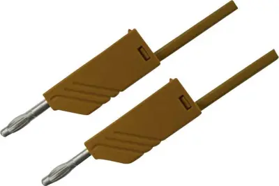 4mm PVC-test lead\, on both sides stackable plugs\, 2\,5mm²\, 100 cm Merilni kabel 1m rjava\, SKS Hirschmann MLN 100/2\,5 934063105