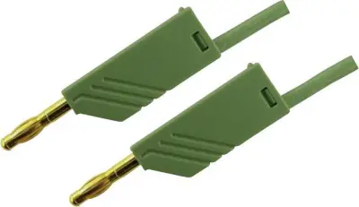 4mm PVC-test lead\, on both sides stackable plugs - Au\, 2\,5mm²\, 100 cm Merilni kabel 1m zelena\, SKS Hirschmann MLN 100/2\,5 934063704
