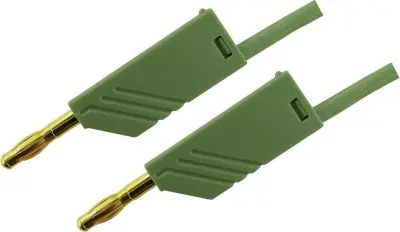 4mm PVC-test lead\, on both sides stackable plugs - Au\, 2\,5mm²\, 25 cm Merilni kabel 0\,25m zelena\, SKS Hirschmann MLN 25/2\,5 934059704