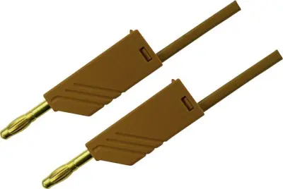 4mm PVC-test lead\, on both sides stackable plugs - Au\, 2\,5mm²\, 100 cm Merilni kabel 1m rjava\, SKS Hirschmann MLN 100/2\,5 934063705