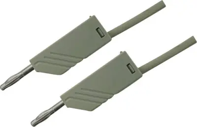 4mm PVC-test lead\, on both sides stackable plugs\, 2\,5mm²\, 100 cm Merilni kabel 1m siva\, SKS Hirschmann MLN 100/2\,5 934063106