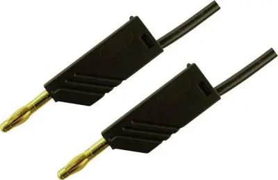 4mm PVC-test lead\, on both sides stackable plugs - Au\, 2\,5mm²\, 50 cm Merilni kabel 0\,5m črna\, SKS Hirschmann MLN 50/2\,5 934061700