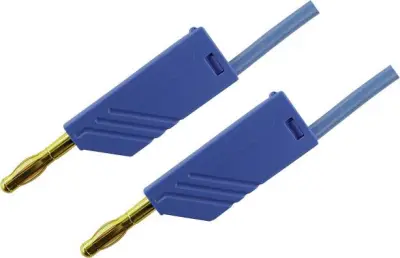 4mm PVC-test lead\, on both sides stackable plugs - Au\, 2\,5mm²\, 25 cm Merilni kabel 0\,25m modra\, SKS Hirschmann MLN 25/2\,5 934059702