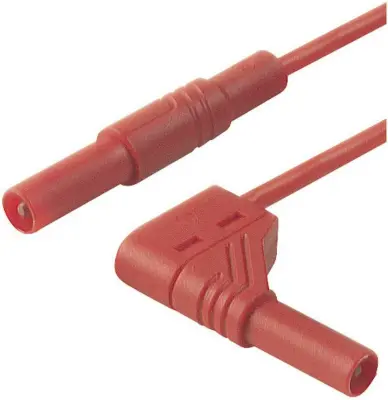4 mm safety test lead\, plugs straight/angled\, 1 mm²\, 100 cm